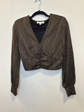 Louna Stripe Crop Top Gold and Black, Size M